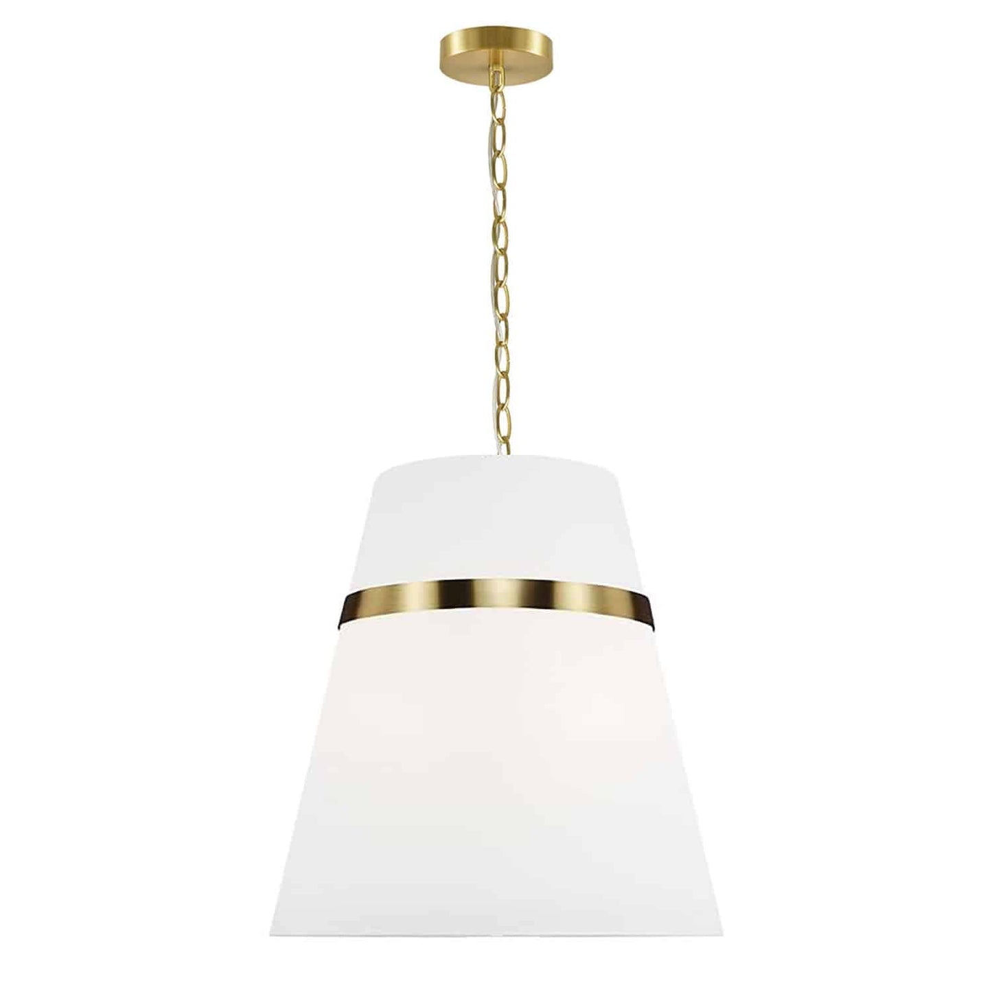 Dainolite SYM-183P-AGB-WH White Pendant Light, Brass Material, Fabric Shade