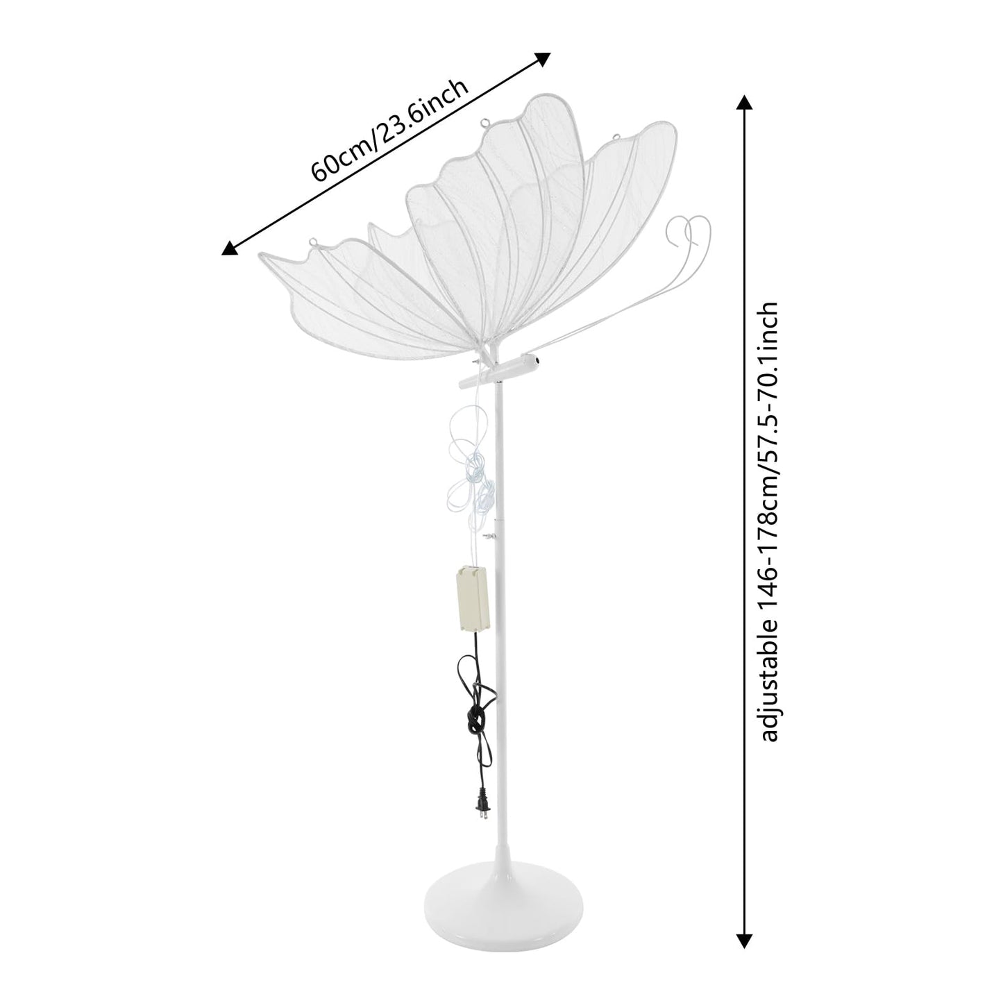 DYRABREST Butterfly LED Aisle Lights, Adjustable Height 57.5-70.1in, White Warm Light, Iron Material, 2-Pack for Weddings