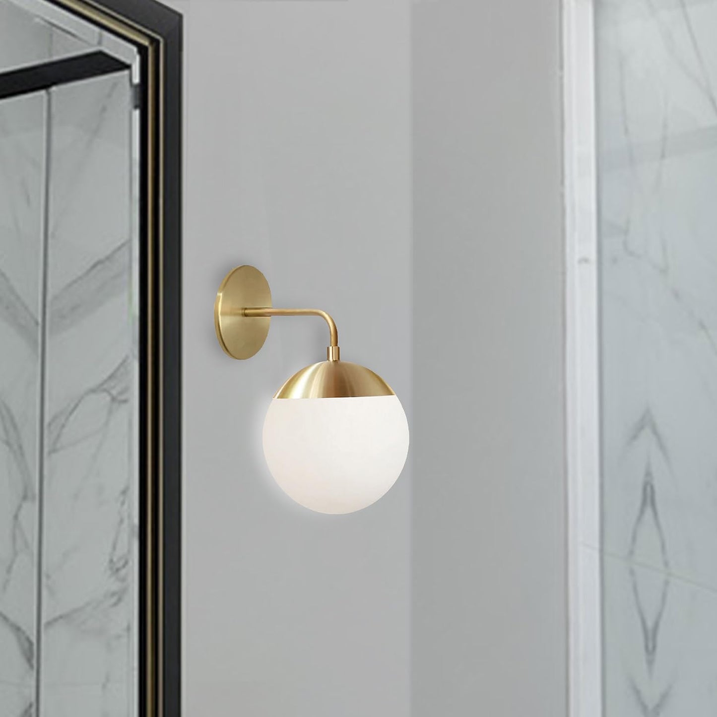Dainolite 1 Light Halogen Wall Sconce Aged Brass with White Glass, Model DAY-141W-AGB