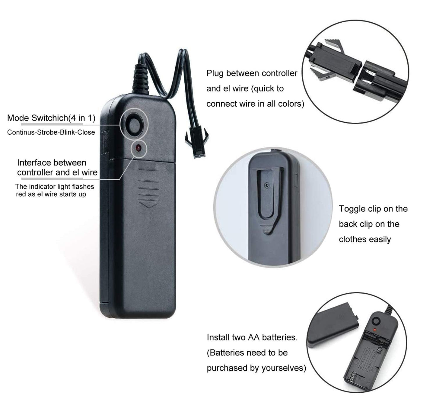 MaxLax EL Wire - Pink Neon Light Wire 10-Pack, 16.4ft, Plastic, Model CXD el wire 001
