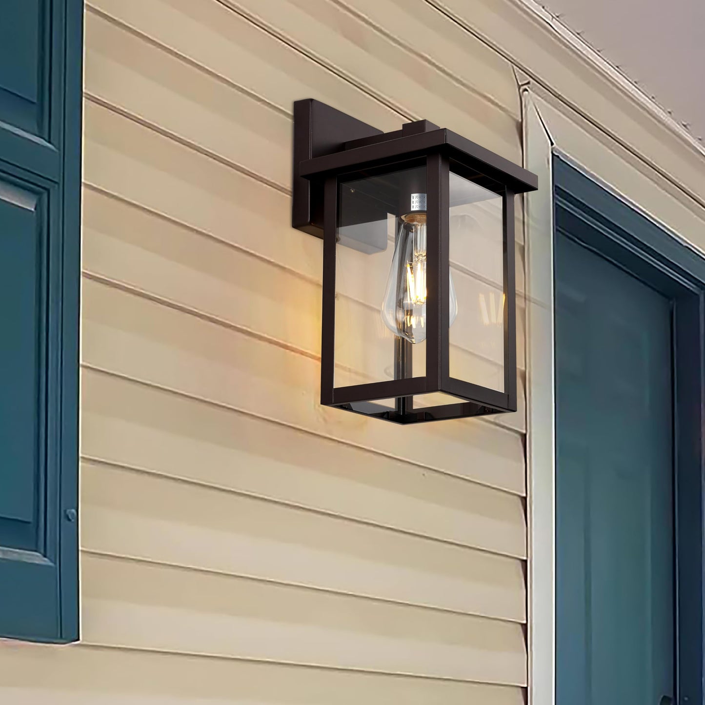 ACLand Outdoor Wall Light Fixture, Waterproof, Bronze, E26 Sockets, 11in Clear Glass Shade, Model A40225A