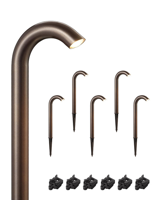 EDISHINE Low Voltage Landscape Lighting, 3W 3000K 200LM, IP65 Aluminum Path Light, Bronze, Model HGSL39B
