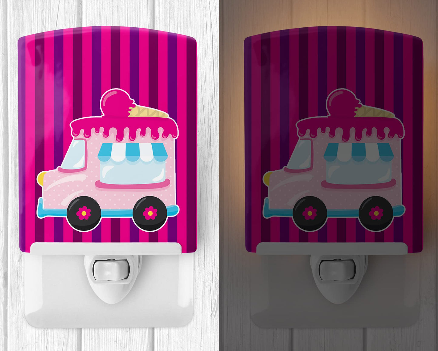Carolines Treasures Night Light, Ceramic, Ice Cream Truck Pink, UL-Certified, 6in x 4in, Model BB9059CNL