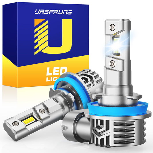 Ursprung H11 LED Bulbs, 900% Brightness, 36000LM, 6500K Cool White, Plug and Play, Aluminum, Pack of 2