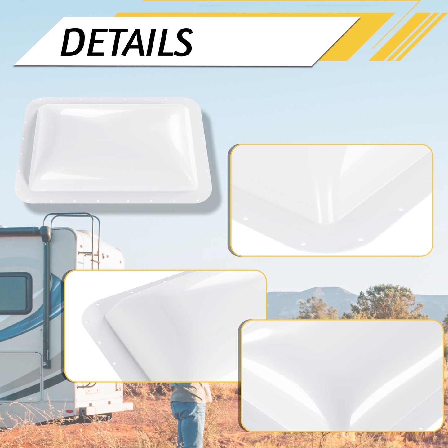 KUAFU Skylight Cover for RV, 18in x 26in, White, Plastic, Model GO-3979, Fits 14in x 22in Dome, Roof Vent Replacement Cover