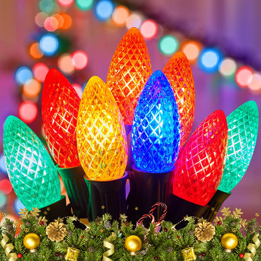 Minetom C9 LED Christmas String Lights ·150 FT, 75 LED, Waterproof, Multicolor, UL Certified for Outdoor/Indoor Decor