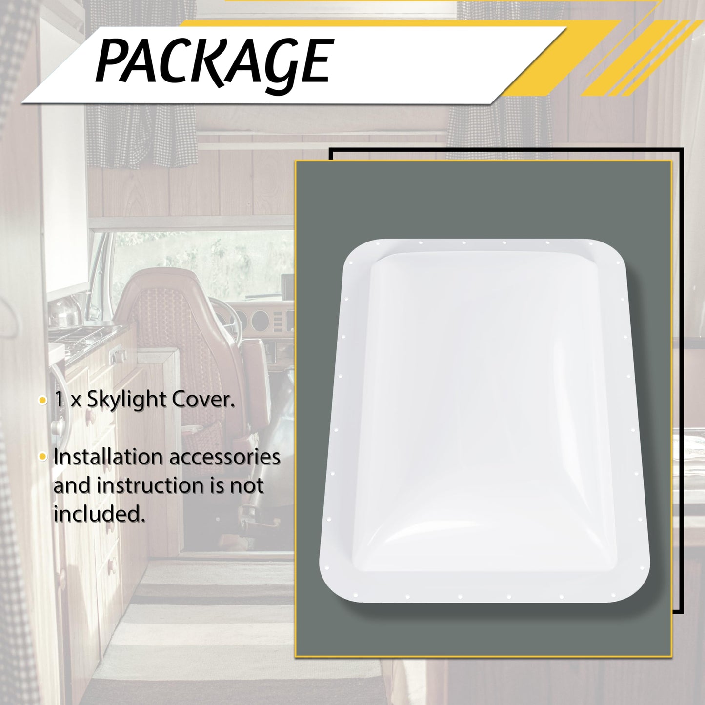 KUAFU Skylight Cover for RV, 18in x 26in, White, Plastic, Model GO-3979, Fits 14in x 22in Dome, Roof Vent Replacement Cover
