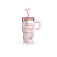 Butterfly Pink Stanley Quencher Tumbler 40oz – Insulated Travel Mug with Handle & Straw